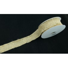 1.5 Inch Natural Burlap Ribbon With Gold Glitter and Frayed Edges - Not Wired, 10 Yards (Lot of 1 Spool) SALE ITEM
